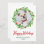 Hond foto Kerstkrans Feestdagenkaart (Voorkant / Achterkant)