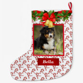 Hond Foto Leuke Kerstmis Kous Aangepaste Naam Grote Kerstsok (Achterkant)