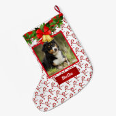 Hond Foto Leuke Kerstmis Kous Aangepaste Naam Grote Kerstsok (Achterkant (Hangend))