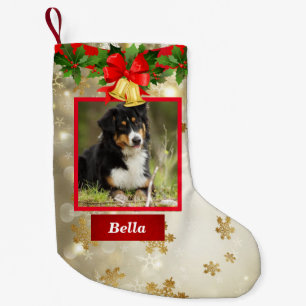 Hond Foto Leuke Kerstmis Kous Aangepaste Naam Kleine Kerstsok