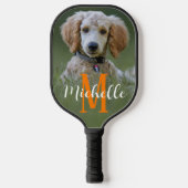 Hond Foto Moderne Monogram Script Naam Aangepaste  Pickleball Paddle (Voorkant)