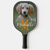 Hond Foto Moderne Monogram Script Naam Aangepaste  Pickleball Paddle (Achterkant)
