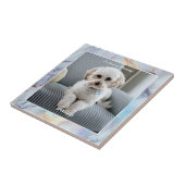 Hond foto, scriptnaam, in liefdevolle herinnering, tegeltje (Zijkant)