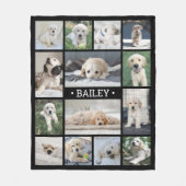 Hond Fotocollage Eenvoudig Modern Zwart-Wit Fleece Deken (Voorkant)