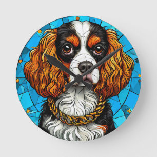 Hond Gebrandschilderd Portret Ronde Klok