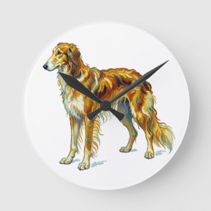 Hond Geschenk Levendig Kleurrijk Saluki Hond Desig Ronde Klok