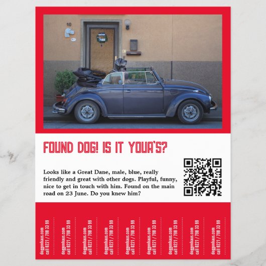 Hond Gevonden Afscheur strook Flyer (Voorkant)
