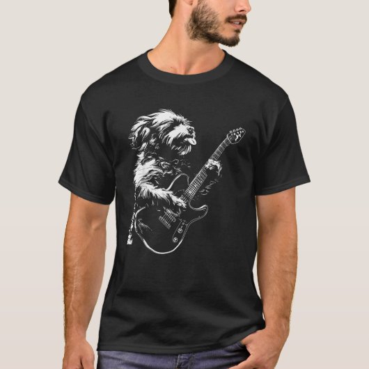 Hond Gitarist Gitaar Cavapoo Pap Mam T-shirt (Voorkant)