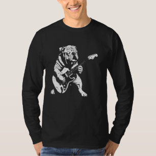 Hond Gitarist Gitaar - Engels Bulldog Dad Mom T-shirt