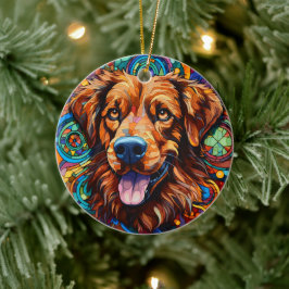 Hond Glas in lood Keramische Boomdecoratie Keramisch Ornament