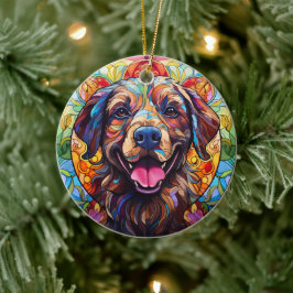 Hond Glas in lood Keramische Boomdecoratie Keramisch Ornament