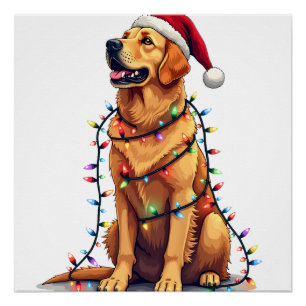 Hond Golden Retriever Sinterklaas Kerstmis Xmas Li Perfect Poster