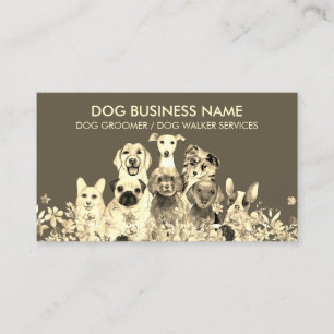 Hond Gouden Bloem Frame Visitekaartje