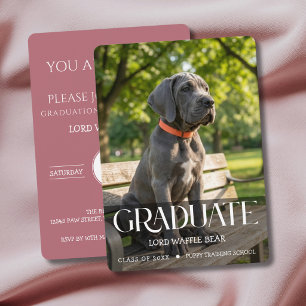 Hond Graduatie Feest Uitnodiging Huisdier Foto Roz