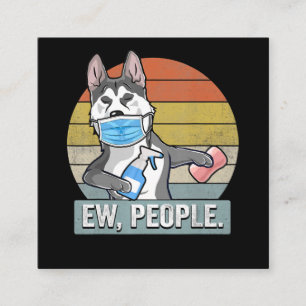 Hond Grappig Husky Sibir New People Dog Vierkante Visitekaartje