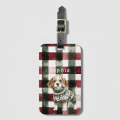 Hond Groene Trui Kerstmis Bagagelabel (Voorkant (verticaal))