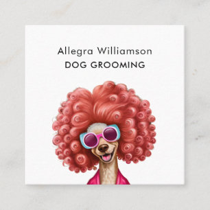 Hond Groomer Fun Pink Poodle Vierkante Visitekaartje