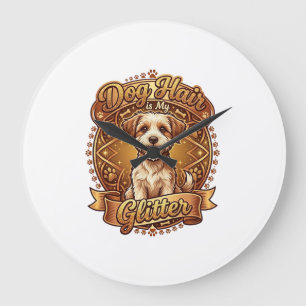 Hond Haar Is Glitter Fluffy Gouden Lint_1 Grote Klok
