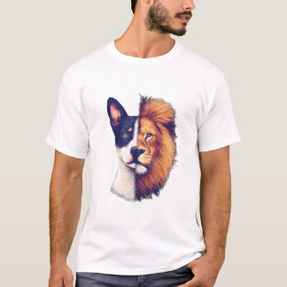 hond half Leeuw dierlijke kunst T-shirt