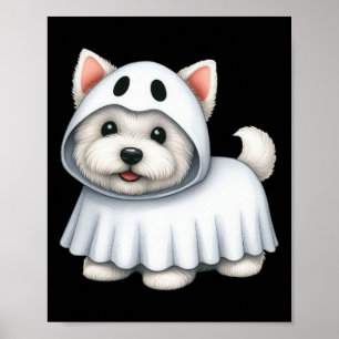 Hond Halloween Kostuum Ghost West Highland Terrier Poster