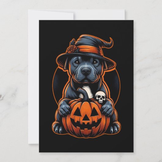 Hond Halloween - Pitbull Witch Kaart (Voorkant)