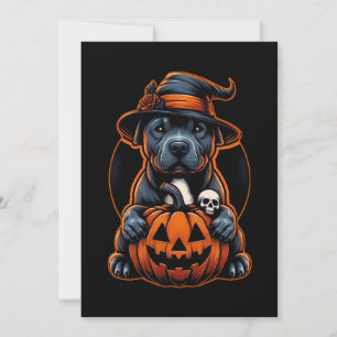 Hond Halloween - Pitbull Witch Kaart