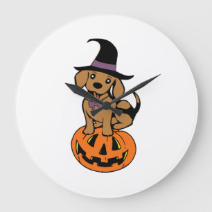 hond halloween pompoen gezicht grote klok