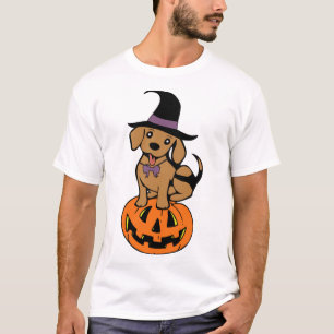 hond halloween pompoen gezicht t-shirt