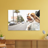 Hond hangende kop uit het raam van de auto canvas afdruk (Insitu (Woonkamer))