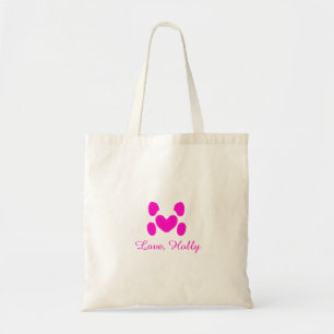 Hond hart poot roze huisdier voeg naam tekst dier tote bag