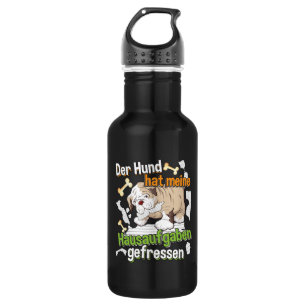 Hond heeft mijn huiswerk opgegeten - Duits citaat Waterfles