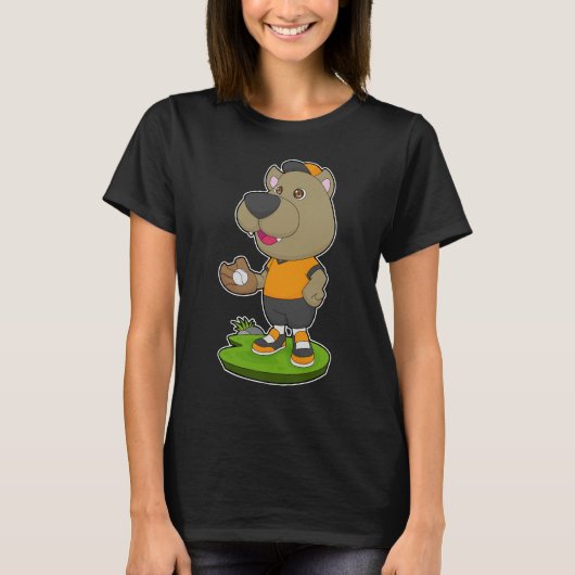 Hond Honkbal Honkbalhandschoen T-shirt (Voorkant)