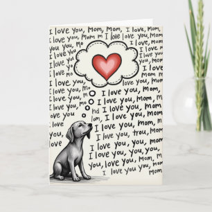 Hond Houdt Van Moeder Hart Illustratiekaart Kaart