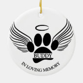 Hond Huisdier Engel Vleugels Memorial Custom Naam Keramisch Ornament (Achterkant)