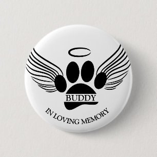 Hond Huisdier Engel Vleugels Memorial Custom Naam Ronde Button 5,7 Cm