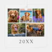 Hond Huisdier Foto Kerstmis Metalen Ornament (Achterkant)