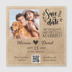 Hond Huisdier Foto Rustiek Save the Date Qr code B