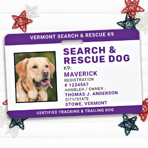 Hond ID Zoek Redding Aangepast Logo Foto SAR K9 Badge