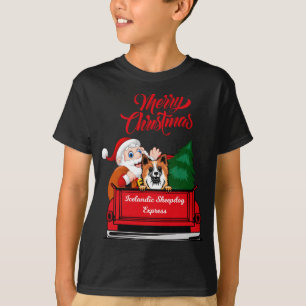 Hond IJslandse schapenhond met Sinterklaas in Red  T-shirt