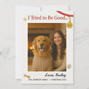 Hond Ik probeerde  familiefoto Feestdagenkaart