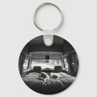 Hond in Bed van Camper Sleutelhanger
