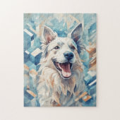 Hond in blauw mozaïek legpuzzel (Verticaal)