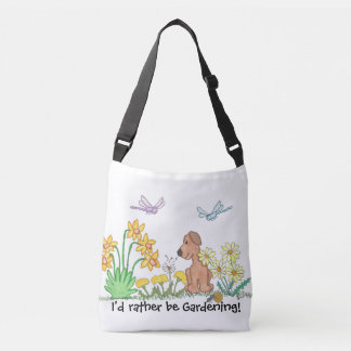 Hond in bloementuin crossbody tas