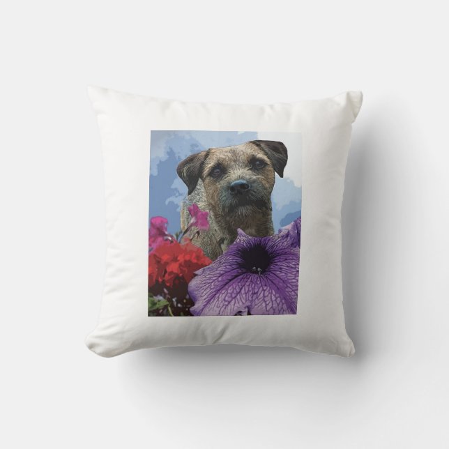 Hond in bloemkussen kussen (Voorkant)