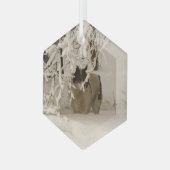 Hond in de winter glas ornament (Voorkant links)