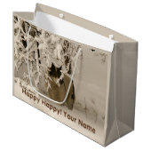 Hond in de winter groot cadeauzakje (Voorkant Gekanteld)