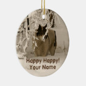 Hond in de winter keramisch ornament (Rechts)