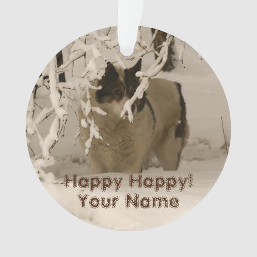 Hond in de winter ornament (voorkant)