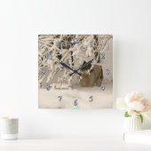 Hond in de winter vierkante klok (Huis)