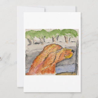 Hond in een auto wenskaart kaart